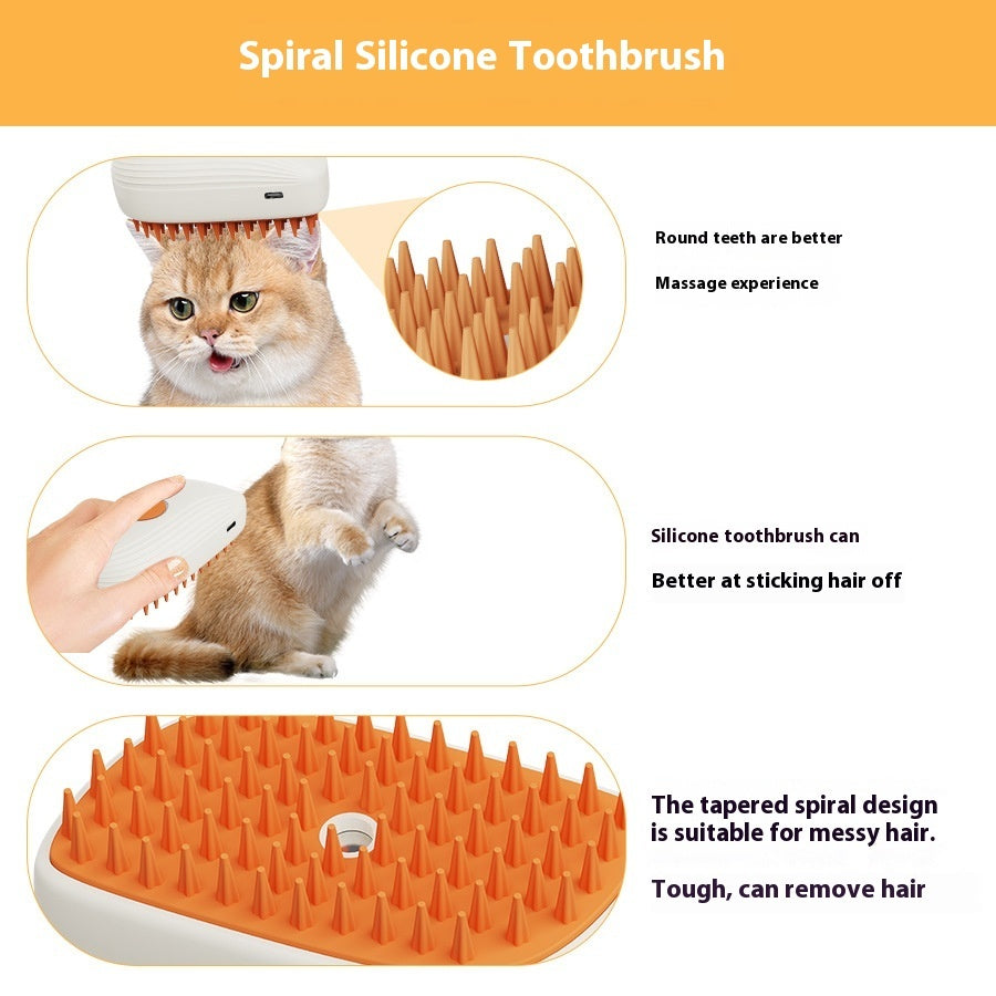 USB Steam Pet Brush with Gentle Massage
