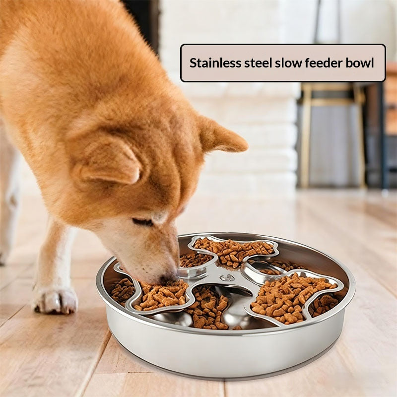 Stainless Steel Rotating Slow-Feeder Bowl