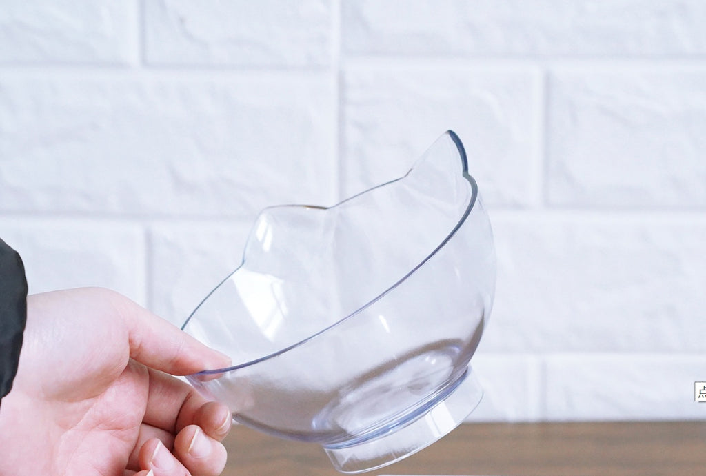 Inclined Transparent Pet Bowl with Base