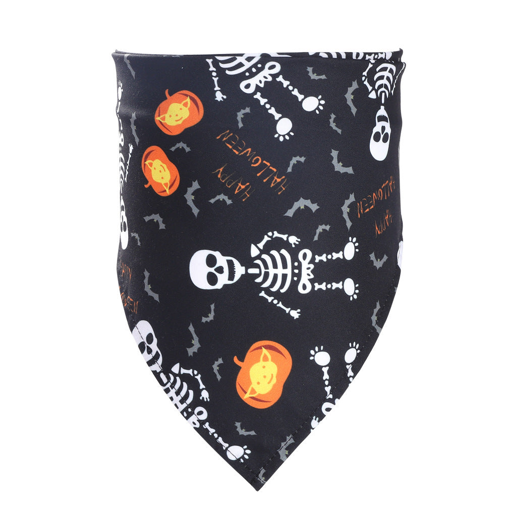 Halloween Dog Bandana - Cute Pet Scarf Costume Accessory for Dogs & Cats | Pumpkin Ghost Design