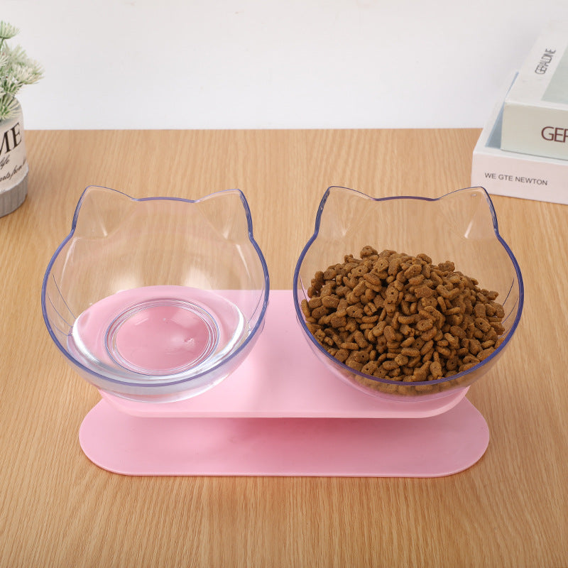 Inclined Transparent Pet Bowl with Base