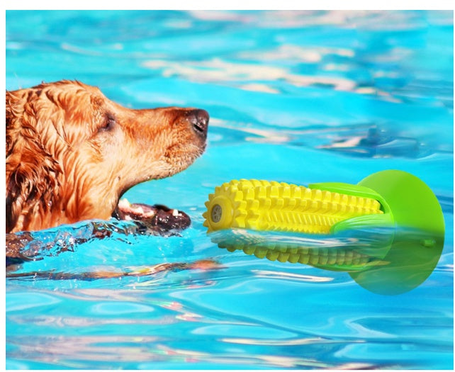 Floating Dog Toy - Corn Shaped Squeaky Suction Cup Water Toy for Pool, Bath & Beach Play