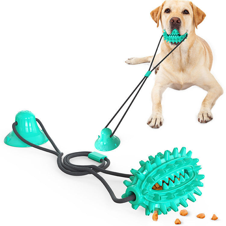 Dog Suction Cup Tug Toy - Interactive Molar Chew Ball with Treat Dispenser for Solo Play & Teeth Cleaning