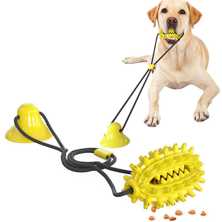 Dog Suction Cup Tug Toy - Interactive Molar Chew Ball with Treat Dispenser for Solo Play & Teeth Cleaning