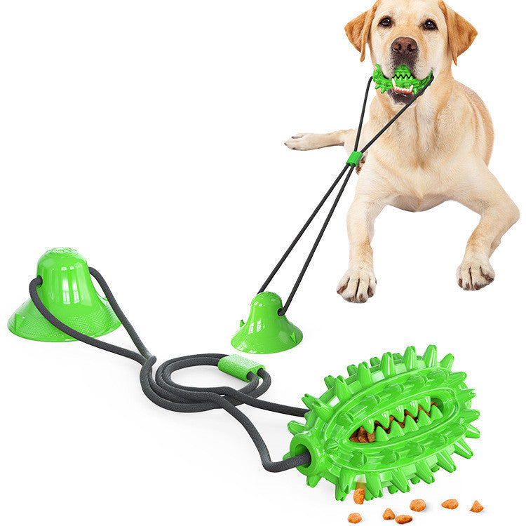 Dog Suction Cup Tug Toy - Interactive Molar Chew Ball with Treat Dispenser for Solo Play & Teeth Cleaning
