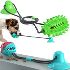 Dog Suction Cup Tug Toy - Interactive Molar Chew Ball with Treat Dispenser for Solo Play & Teeth Cleaning