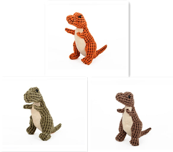 Interactive Dinosaur Dog Toys - Squeaky Plush Chew Toys for Large Dogs & Small Breeds