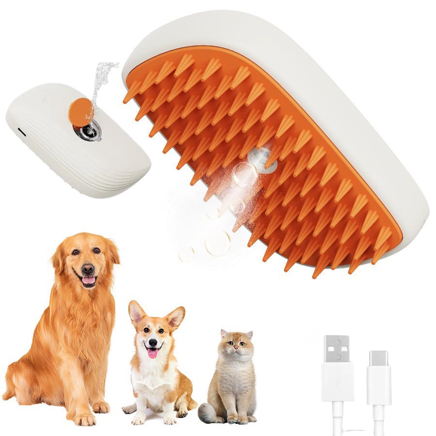 USB Steam Pet Brush with Gentle Massage