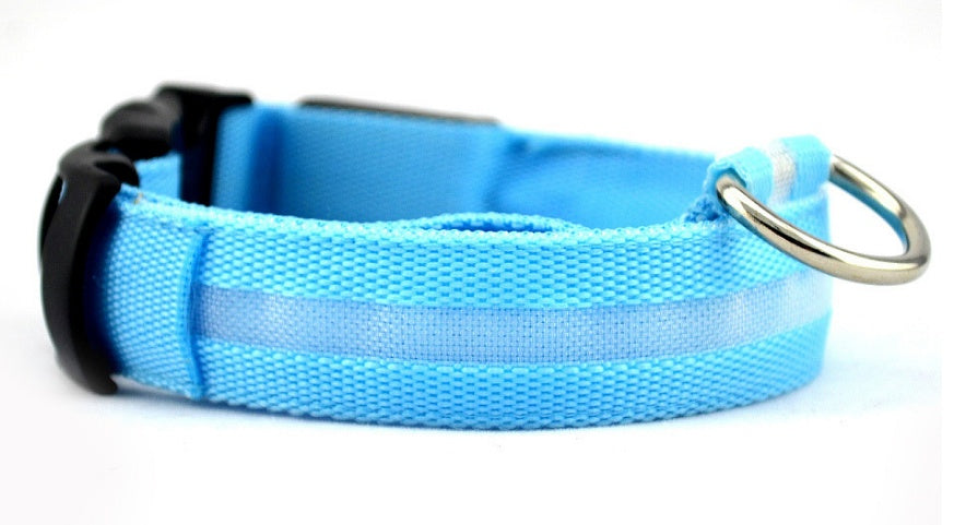 LED Dog Safety Collar - Adjustable Light-Up Nylon