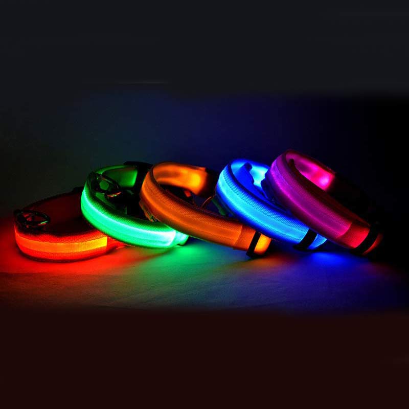 LED Dog Safety Collar - Adjustable Light-Up Nylon
