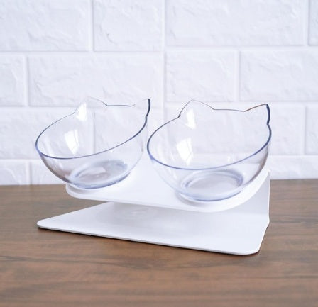 Inclined Transparent Pet Bowl with Base