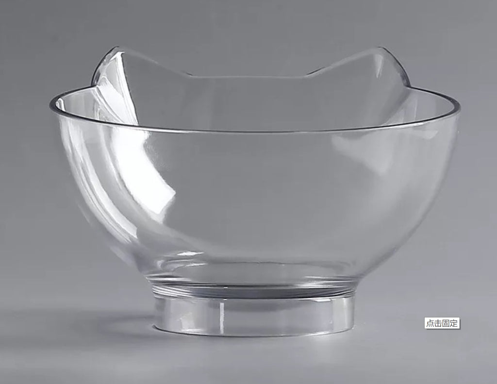 Inclined Transparent Pet Bowl with Base