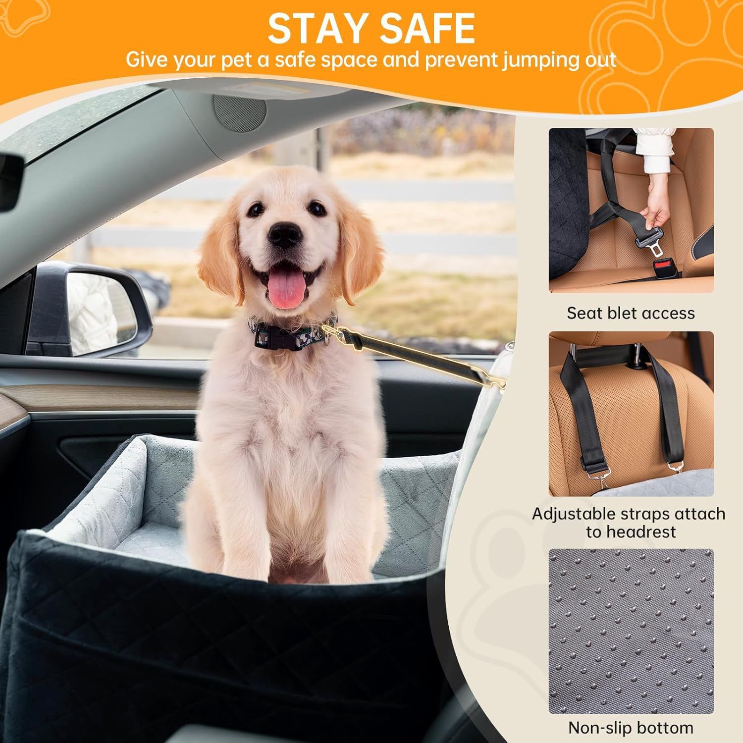 Soft Pet Car Bed for Safe & Cozy Travel