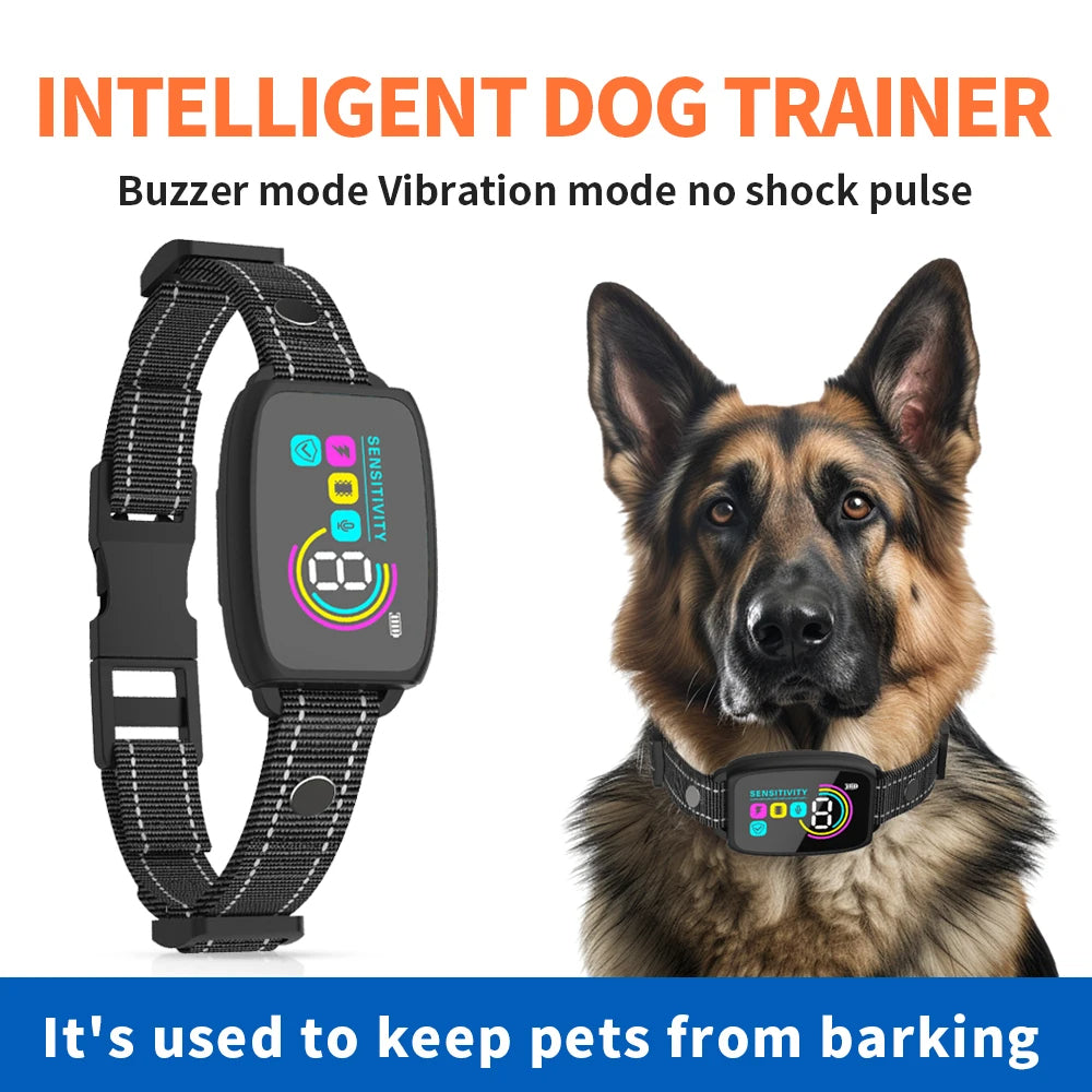 Smart Anti-Bark Dog Collar with Display & Vibration