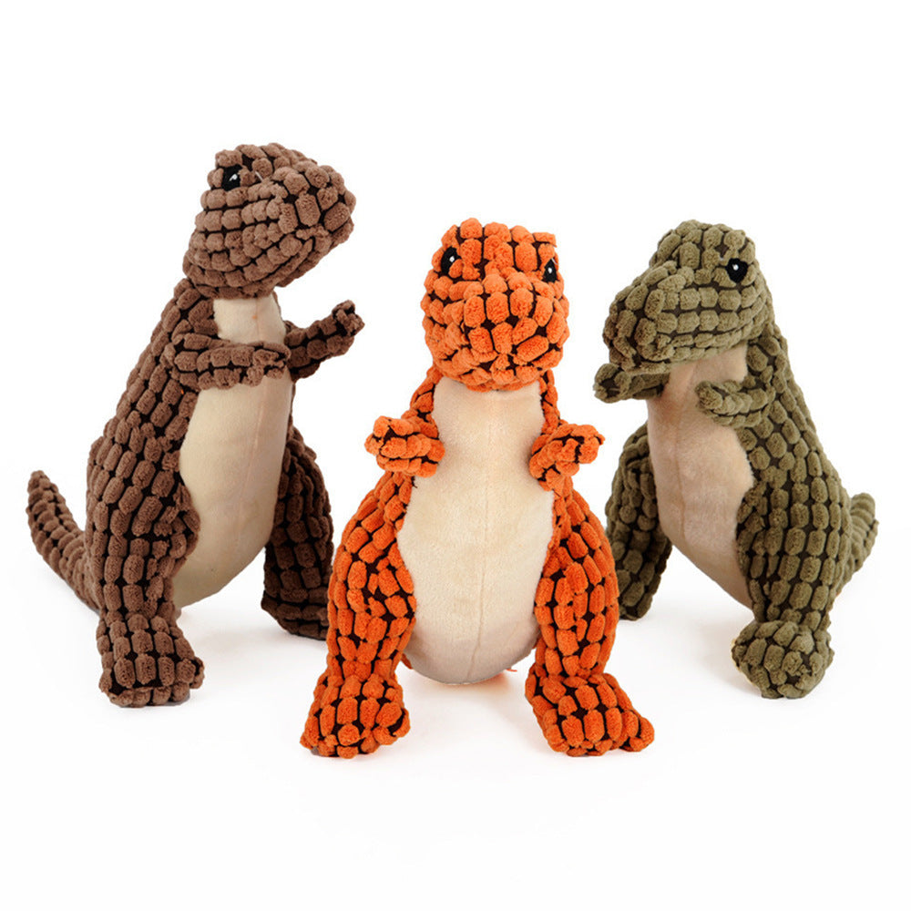 Interactive Dinosaur Dog Toys - Squeaky Plush Chew Toys for Large Dogs & Small Breeds