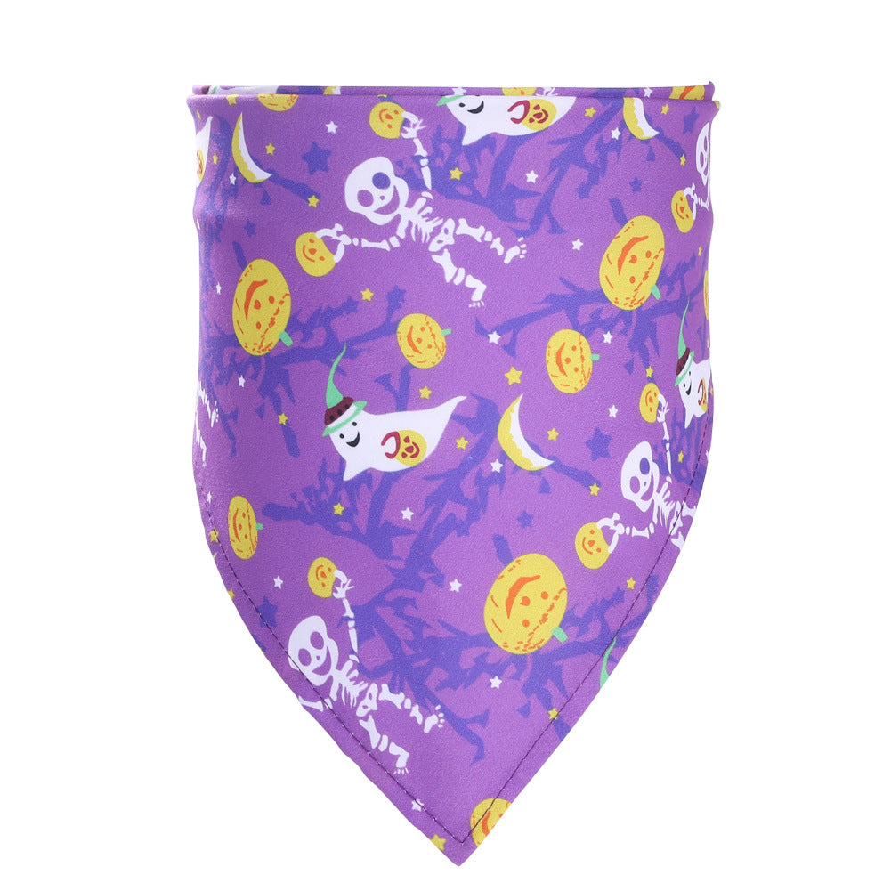 Halloween Dog Bandana - Cute Pet Scarf Costume Accessory for Dogs & Cats | Pumpkin Ghost Design
