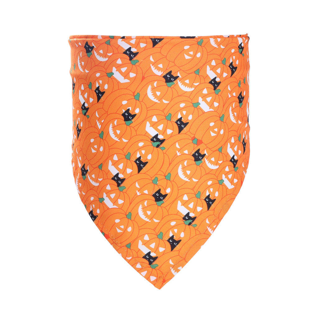 Halloween Dog Bandana - Cute Pet Scarf Costume Accessory for Dogs & Cats | Pumpkin Ghost Design