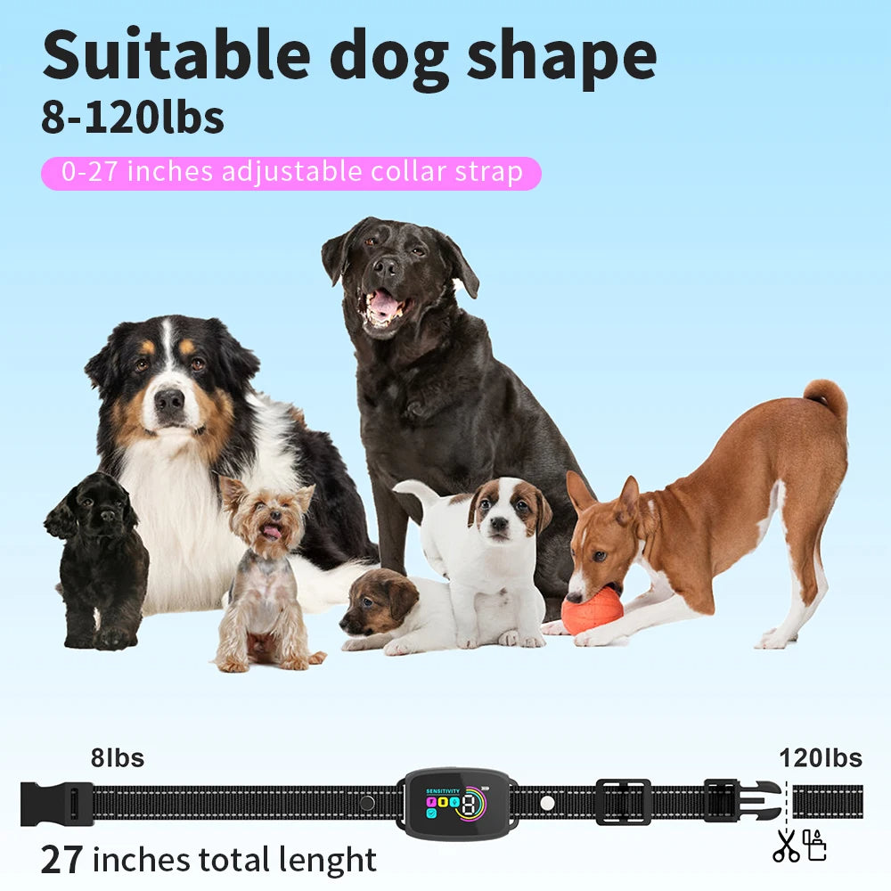 Smart Anti-Bark Dog Collar with Display & Vibration