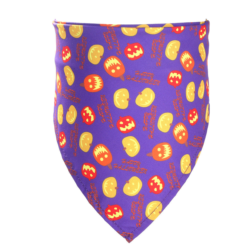Halloween Dog Bandana - Cute Pet Scarf Costume Accessory for Dogs & Cats | Pumpkin Ghost Design