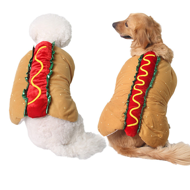 Hot Dog Costume for Dogs & Cats - Funny Pet Halloween Costume | Cute Sandwich Outfit for Small Pets