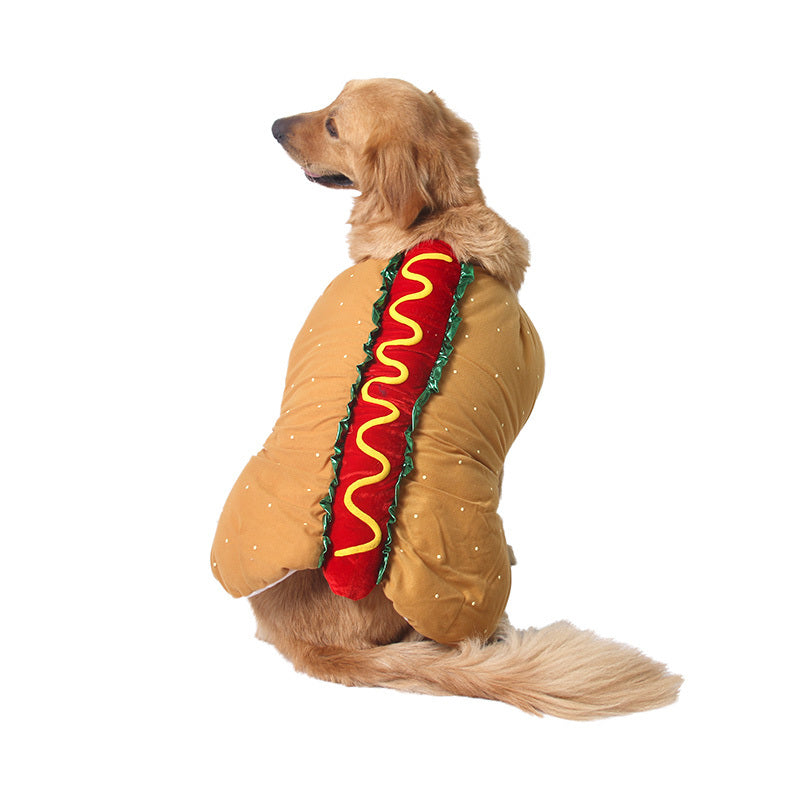 Hot Dog Costume for Dogs & Cats - Funny Pet Halloween Costume | Cute Sandwich Outfit for Small Pets