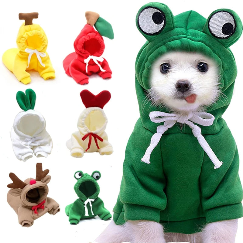 Cute Fruit Dog Hoodie - Warm Fleece Winter Clothes
