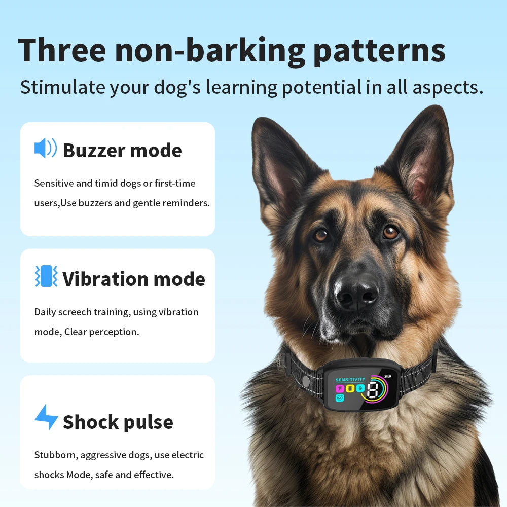 Smart Anti-Bark Dog Collar with Display & Vibration