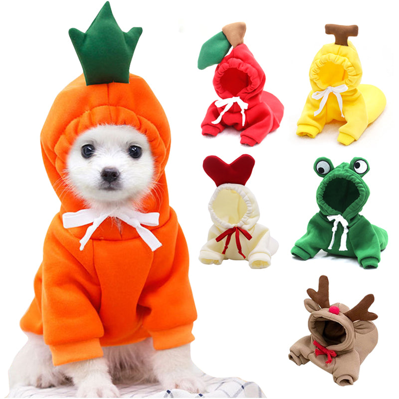 Cute Fruit Dog Hoodie - Warm Fleece Winter Clothes