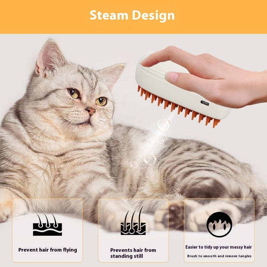 USB Steam Pet Brush with Gentle Massage