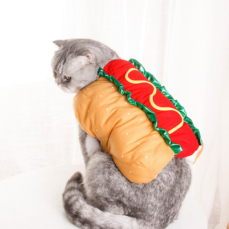 Hot Dog Costume for Dogs & Cats - Funny Pet Halloween Costume | Cute Sandwich Outfit for Small Pets